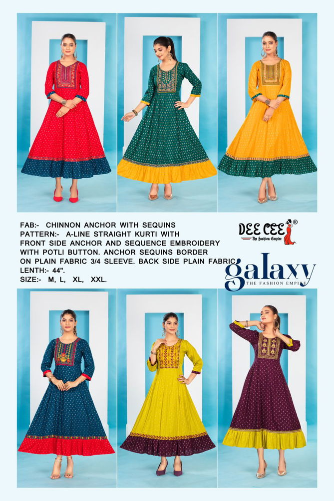 Galaxy By Deecee Chinon Designer Long Kurtis Wholesale Price In Surat
